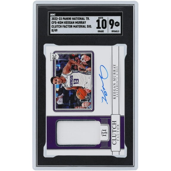 Keegan Murray Sacramento Kings Autographed 2022-23 Panini National Treasures Relic #CFS-KGM #8/49 SGC Authenticated 9/10 Rookie Card - Fanatics Authentic Certified