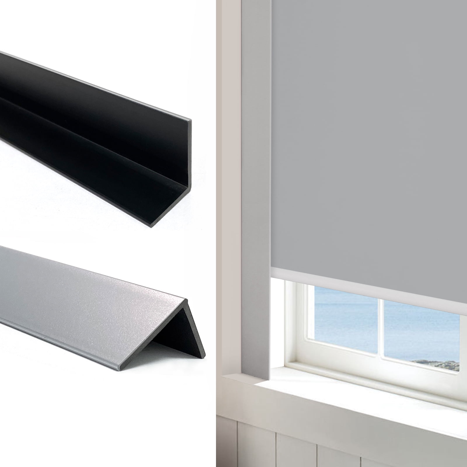 Keego 100 Blackout Light Blocker Strips, PVC, Bedroom & Media Room Blinds, 2pcs, Silvery Grey