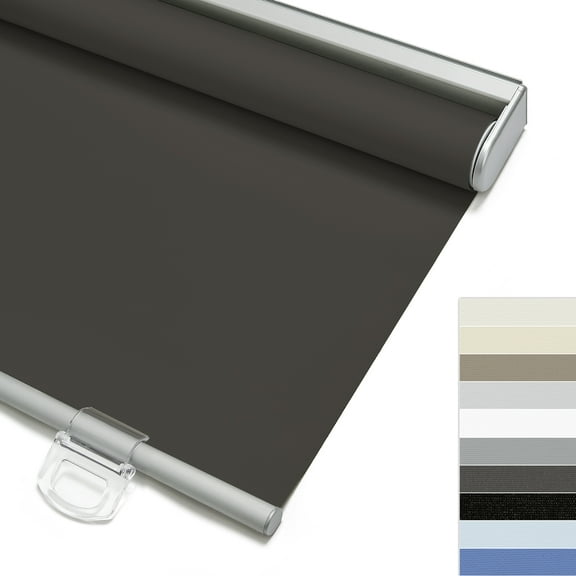Keego 100% Blackout Roller Blinds for Window Cordless Privacy Bedroom Shade Easy to Install UV Protection Blinds for Office and Home (Dark Gray, 56"W×56"H)