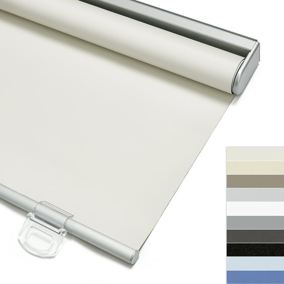 Keego 100% Blackout Roller Blinds for Window Cordless Privacy Bedroom Shade Easy to Install UV Protection Blinds for Office and Home (Ivory, 37"W×42"H)