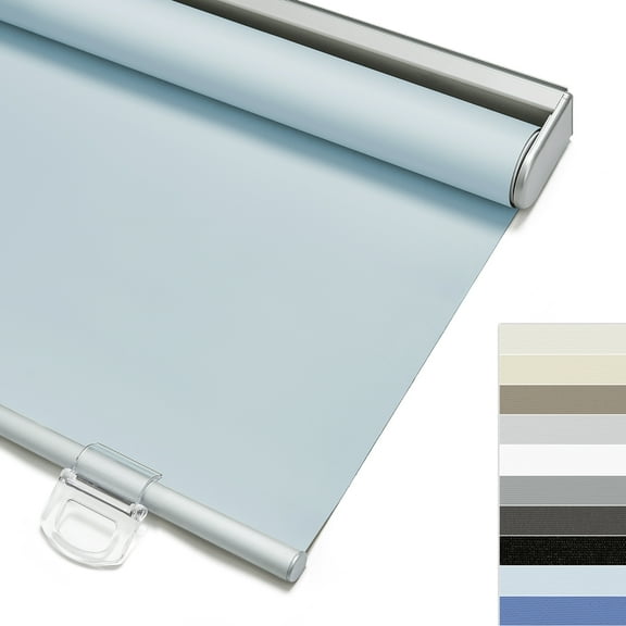 Keego 100% Blackout Roller Blinds for Window Cordless Privacy Bedroom Shade Easy to Install UV Protection Blinds for Office and Home (Light Blue, 26"W×48"H, 3pcs)
