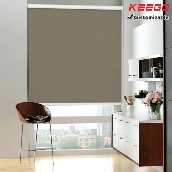 Keego 100% Blackout Roller Windows Shades UV Protection Blinds Privacy Roll Up and Down Shade for Home and Office Customizable Color and Size Rosy Brown 53"w x 56"h