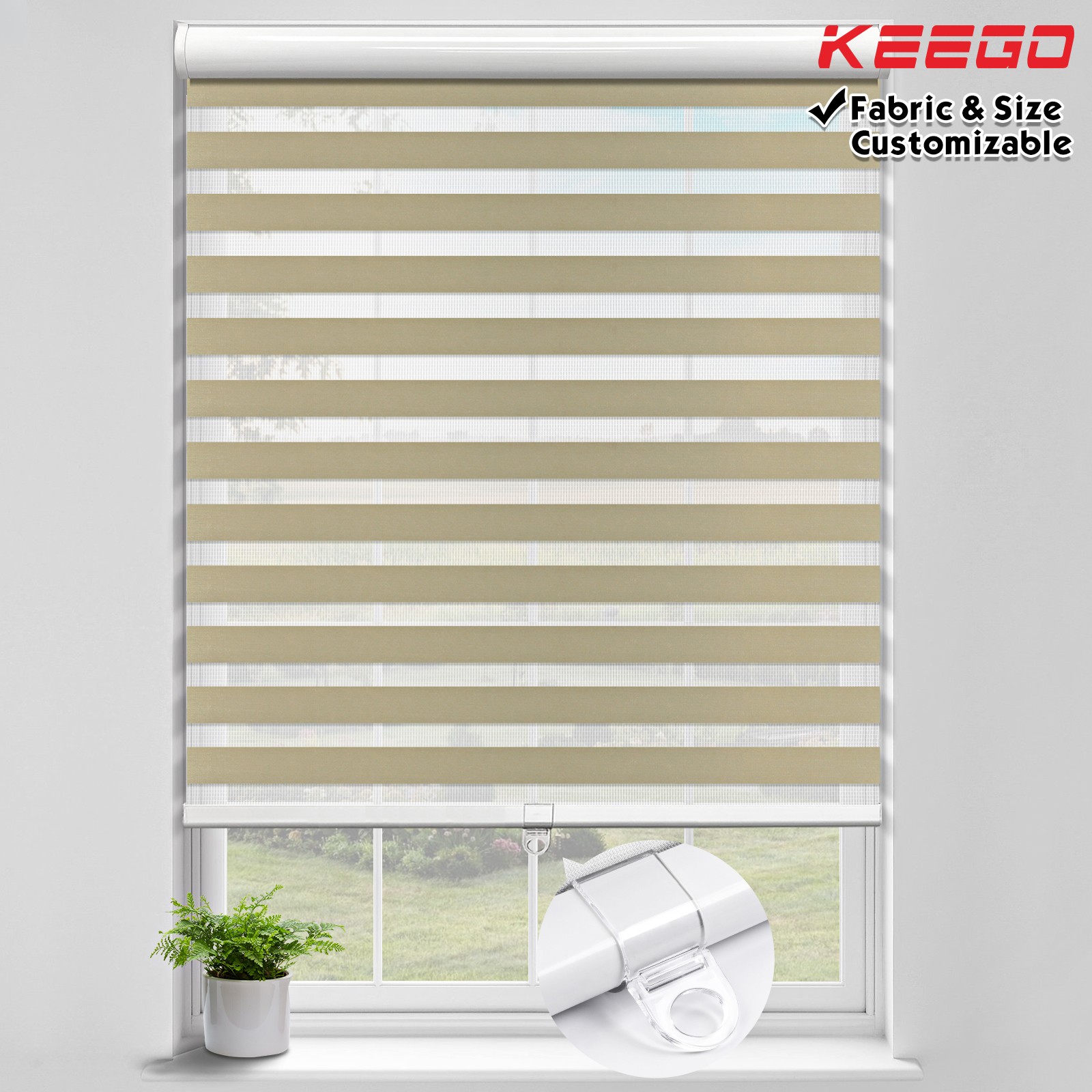 Zebra Blinds, Corded Dual Layer Zebra Roller Window Shades, Child Safe, Window Treatments Sheer ...