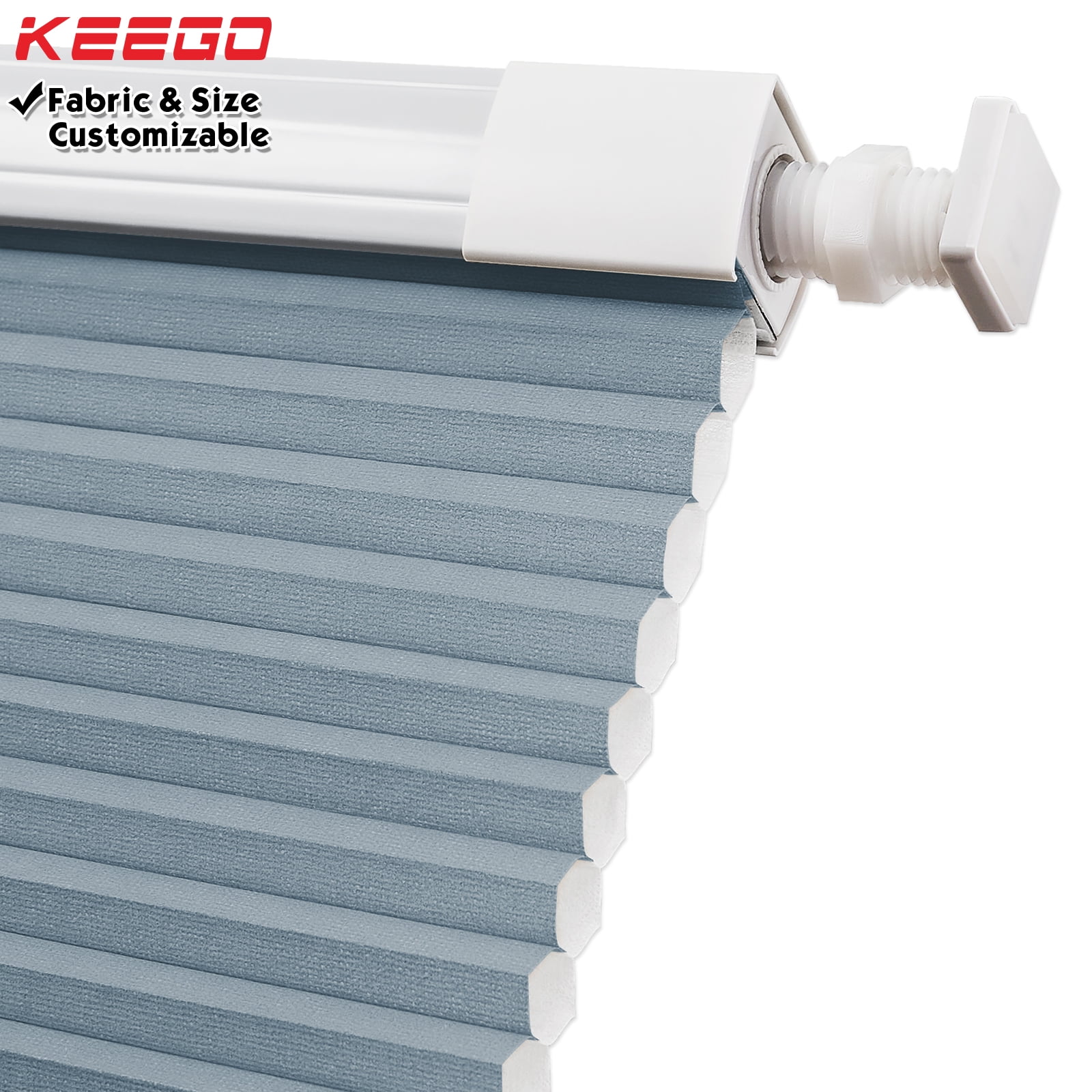 Keego Cellular No Drilling Blind for Window Honeycomb Cordless Window Blinds Easy Installation Heat Insulating Noise Reducing Window Shades Semi-Blackout Steel Blue, 35.5"w x 70"h