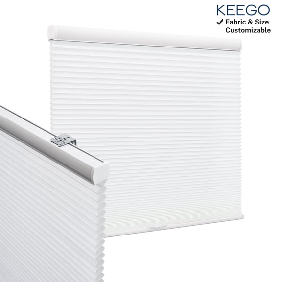 Keego Cordless Room Darkening Polyester and Aluminum Honeycomb Window Blinds, White 18 x 48