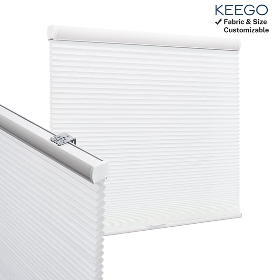 Keego Cellular Shades for Windows Cordless Room Darkening Honeycomb Blinds for Home Mini Window Shades, White(Light Filtering), 31"W x 48"H