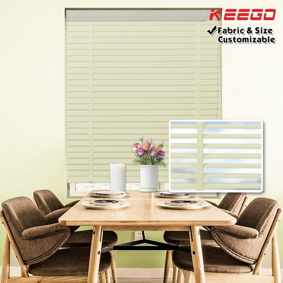 Keego Cloth Venetian Blinds Room Darkening Windows Blinds Semi Blackout Shades for Home Privacy Customizable Color and Size Beige 40"w x 68"h