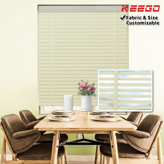 Keego Cloth Venetian Blinds Room Darkening Windows Blinds Semi Blackout Shades for Home Privacy Customizable Color and Size Beige 52"w x 68"h