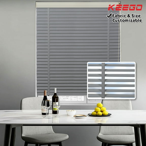 Keego Cloth Venetian Blinds Room Darkening Windows Blinds Semi Blackout Shades for Home Privacy Customizable Color and Size Grey 27"w x 56"h