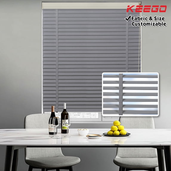 Keego Cloth Venetian Blinds Room Darkening Windows Blinds Semi Blackout Shades for Home Privacy Customizable Color and Size Grey 53"w x 36"h