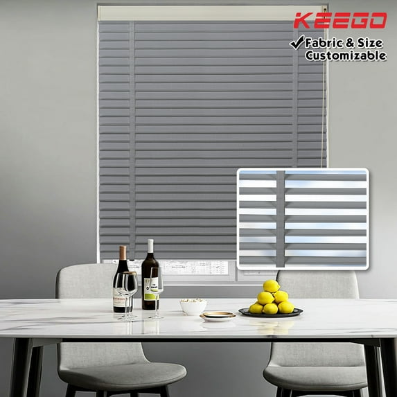 Keego Cloth Venetian Blinds Room Darkening Windows Blinds Semi Blackout Shades for Home Privacy Customizable Color and Size Grey 58"w x 68"h