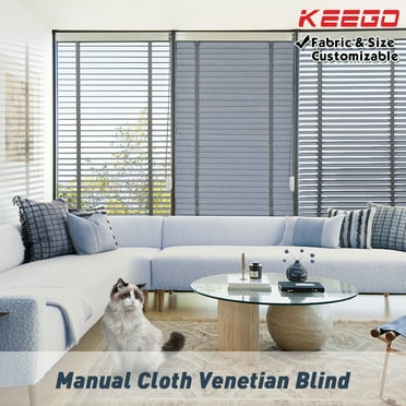 Keego Cloth Venetian Blinds Room Darkening Windows Blinds Semi Blackout Shades for Home Privacy Customizable Color and Size Silver Grey 26"w x 36"h