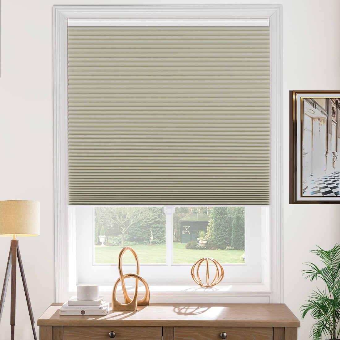 Keego Cordless Blackout Cellular Shades for Windows Bottom up Pleated Window Blinds Waterproof Thermal Insulated Honeycomb Blinds for Home, Office and Bedroom, Beige 43.5"W x 60"H