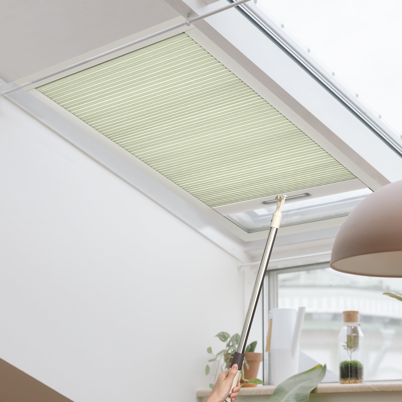 Keego Cordless Blackout Skylight Blinds Shades for Window Cellular Shades Suitable for Roof Inclined Plane Room Windows Light Yellow 45"w x 62"h Excluding Telescopic Rods