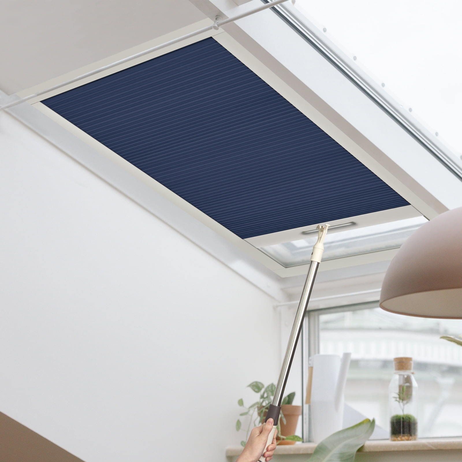 Keego Cordless Blackout Skylight Blinds Shades for Window Cellular Shades Suitable for Roof Inclined Plane Room Windows Slate Blue 45"w x 60"h Excluding Telescopic Rods