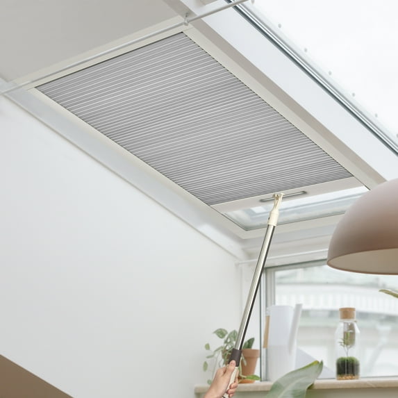 Keego Cordless Blackout Skylight Blinds Shades for Window Cellular Shades Suitable for Roof Inclined Plane Room Windows Sliver 31"w x 64"h Excluding Telescopic Rods