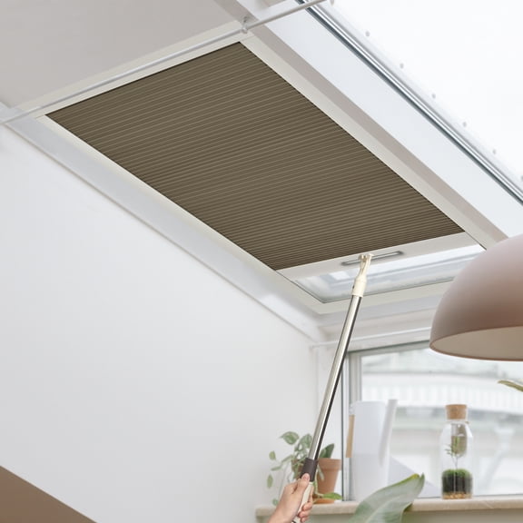 Keego Cordless Blackout Skylight Blinds Shades for Window Cellular Shades Suitable for Roof Inclined Plane Room Windows Brown 33.5"w x 62"h Excluding Telescopic Rods