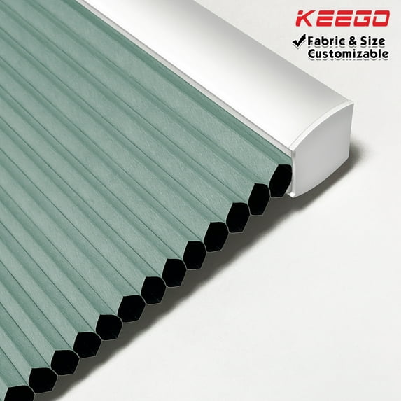 Keego Cordless Cellular Honeycomb Shades Window Shade for Home Office Decor Size and Color Customizable Cadet Blue Blackout Fabric White Case 32"w x 64"h