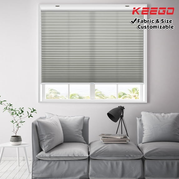 Keego Cordless Cellular Honeycomb Shades Window Shade for Home Office Decor Size and Color Customizable Grey Semi-Blackout Fabric White Case 29"w x 68"h