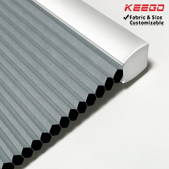 Keego Cordless Cellular Honeycomb Shades Window Shade for Home Office Decor Size and Color Customizable Steel Blue Blackout Fabric White Case 51"w x 40"h