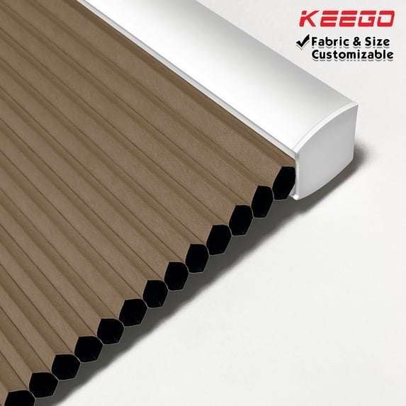 Keego Cordless Cellular Honeycomb Shades Window Shade for Home Office Decor Size and Color Customizable Brown Blackout Fabric White Case 22"w x 36"h