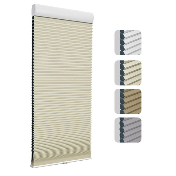 Keego Cordless Cellular Shade for Windows Insulated Mini Blinds for Room Darkening Blackout Beige, 30"W x 84"H