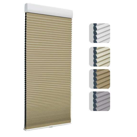 Keego Cordless Cellular Shade for Windows Insulated Mini Blinds for Room Darkening Blackout Brown, 13"W x 84"H