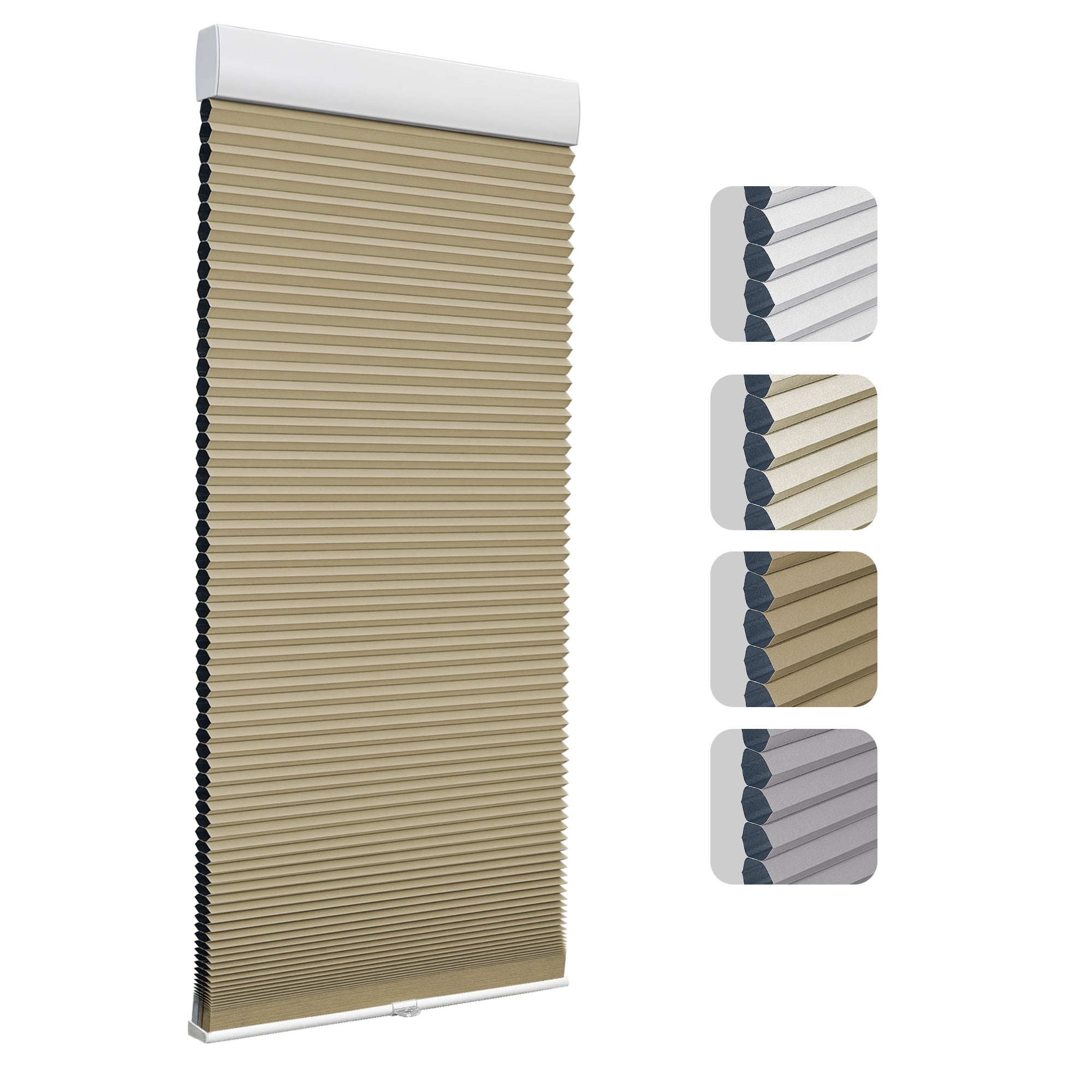 Keego Cordless Cellular Shade for Windows Insulated Mini Blinds for Room Darkening Blackout Brown, 40"W x 60"H