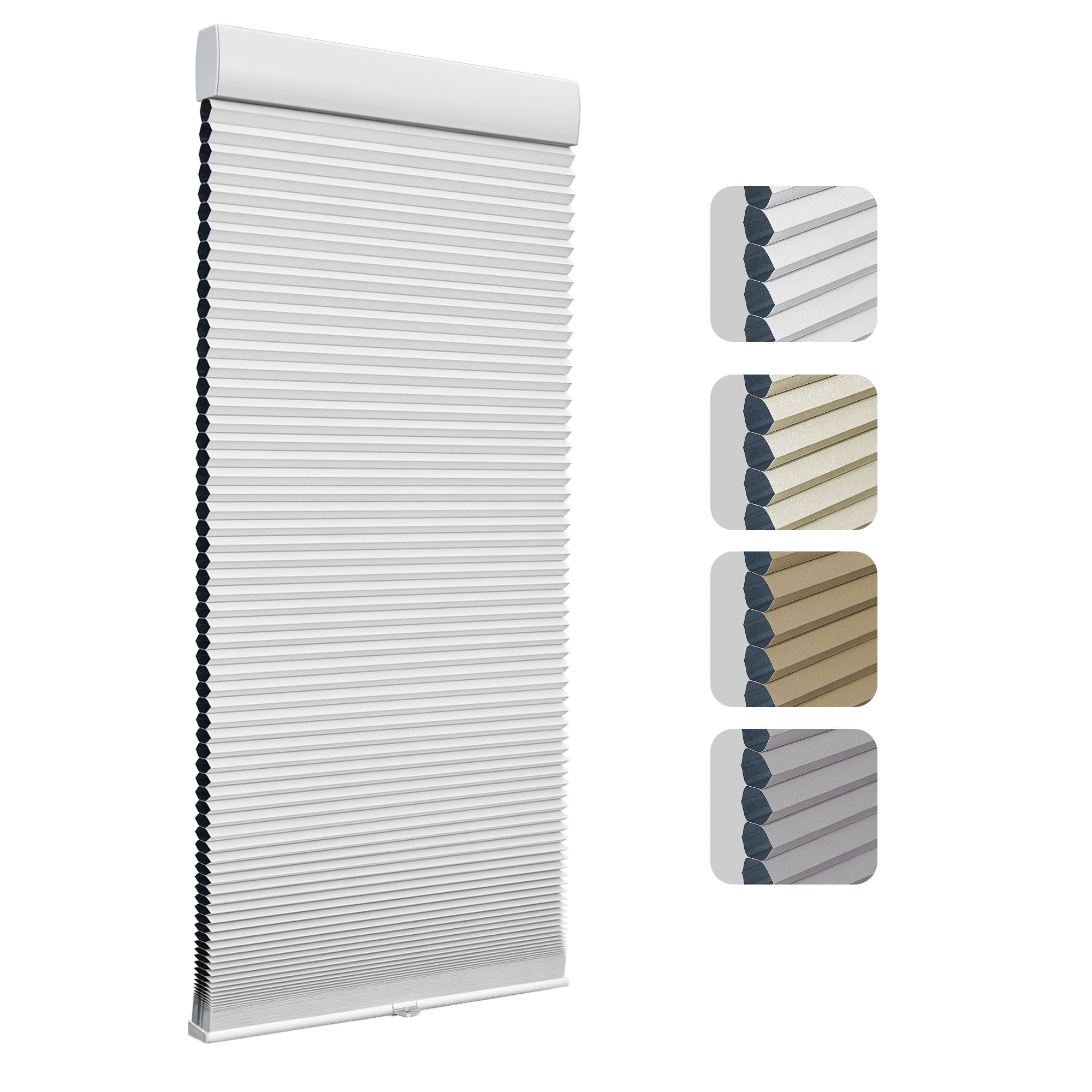 Keego Cordless Cellular Shade for Windows Insulated Mini Blinds for Room Darkening Blackout White, 13"W x 84"H