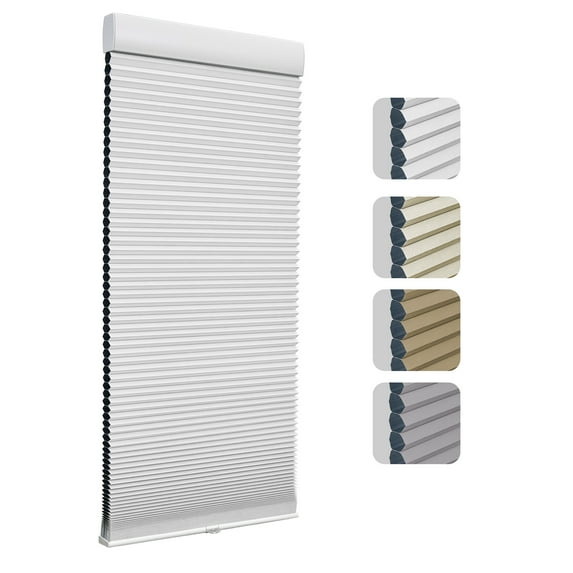 Keego Cordless Cellular Shade for Windows Insulated Mini Blinds for Room Darkening Blackout White, 18"W x 48"H