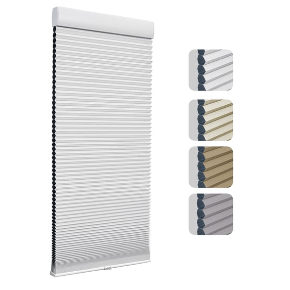 Keego Cordless Cellular Shade for Windows Insulated Mini Blinds for Room Darkening Blackout White, 31"W x 60"H