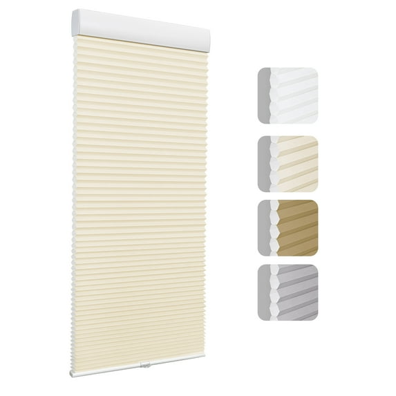 Keego Cordless Cellular Shade for Windows Insulated Mini Blinds for Room Darkening Light Filtering Beige, 29"W x 48"H