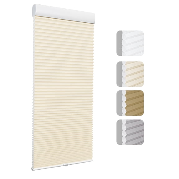 Keego Cordless Cellular Shade for Windows Insulated Mini Blinds for Room Darkening Light Filtering Beige, 44"W x 84"H