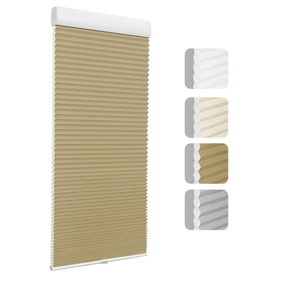 Keego Cordless Cellular Shade for Windows Insulated Mini Blinds for Room Darkening Light Filtering Brown, 58"W x 94"H