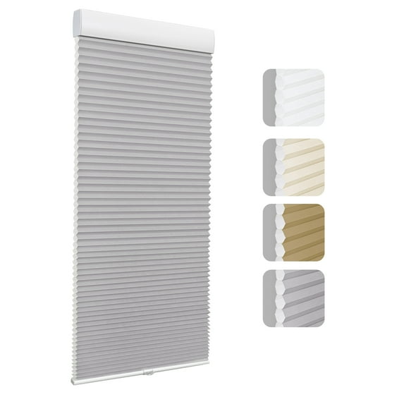 Keego Cordless Cellular Shade for Windows Insulated Mini Blinds for Room Darkening Light Filtering Gray, 23"W x 94"H