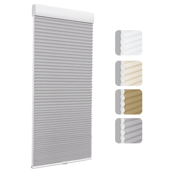 Keego Cordless Cellular Shade for Windows Insulated Mini Blinds for Room Darkening Light Filtering Gray, 44"W x 84"H