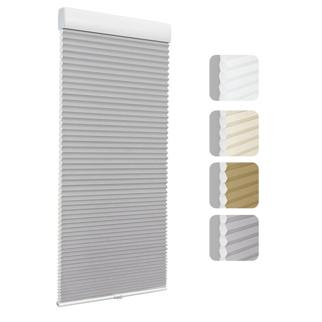 Keego Cordless Cellular Shade for Windows Insulated Mini Blinds for Room Darkening Light Filtering Gray, 48"W x 48"H