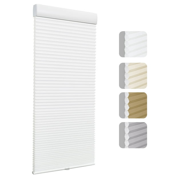 Keego Cordless Cellular Shade for Windows Insulated Mini Blinds for Room Darkening Light Filtering White, 52"W x 60"H
