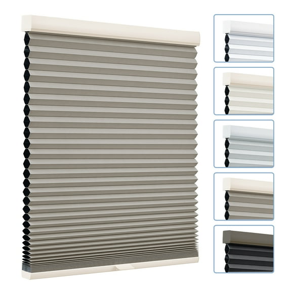 Keego Cordless Cellular Shades Honeycomb Window Shades Pull Down Cellular Blinds Thermal Insulated Window Blinds, Made in US (Blackout - Bark, 50"W x 64"H)