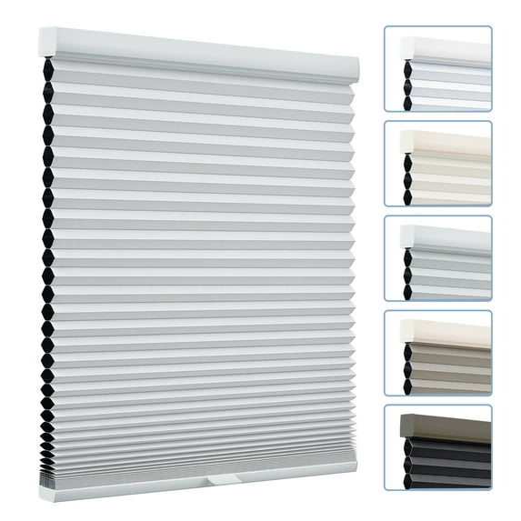 Keego Cordless Cellular Shades Honeycomb Window Shades Pull Down Cellular Blinds Thermal Insulated Window Blinds, Made in US (Blackout - Mouse, 45"W x 56"H)