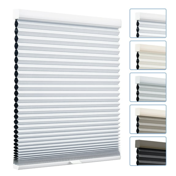 Keego Cordless Cellular Shades Honeycomb Window Shades Pull Down Cellular Blinds Thermal Insulated Window Blinds, Made in US (Blackout - White, 22"W x 64"H)