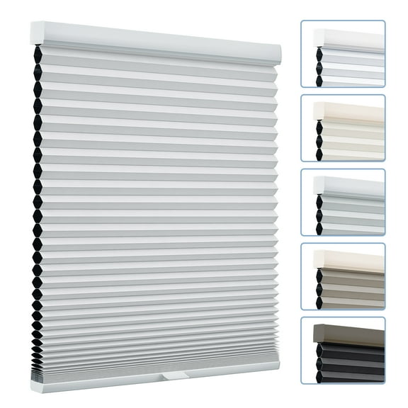 Keego Cordless Cellular Shades Honeycomb Window Shades Pull Down Cellular Blinds Thermal Insulated Window Blinds, Made in US (Blackout - Mouse, 48"W x 48"H)