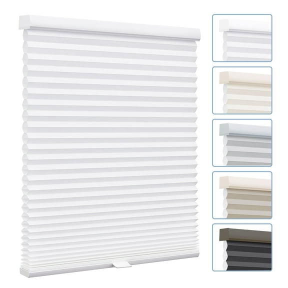 Keego Cordless Cellular Shades Honeycomb Window Shades Pull Down Cellular Blinds Thermal Insulated Window Blinds, Made in US (Light Filtering - White, 52"W x 64"H)