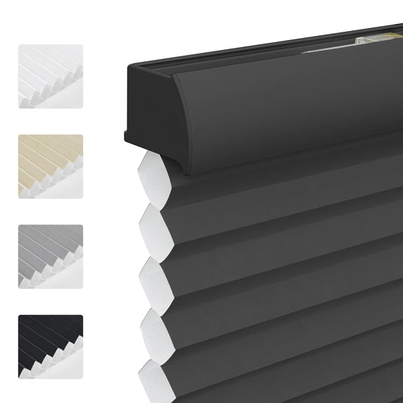 Keego Cordless Cellular Shades Window Blinds 9/5" Single Cell Light Filtering Window Blinds Premium Honeycomb Shades Thermal Insulated Blinds (Black , 35"W x 48"H)