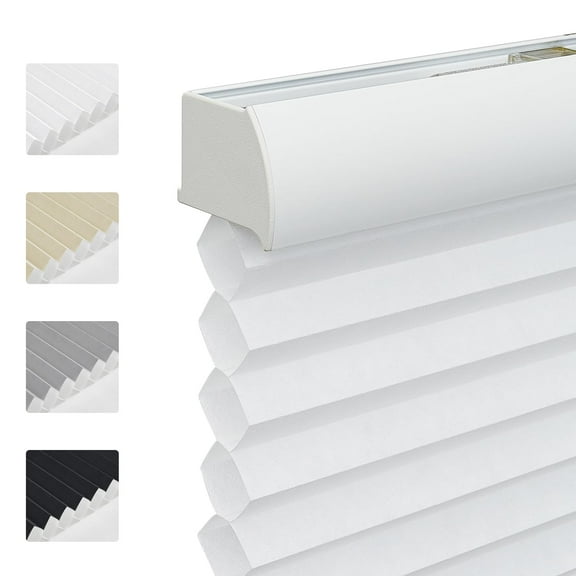 Keego Cordless Cellular Shades Window Blinds 9/5" Single Cell Light Filtering Window Blinds Premium Honeycomb Shades Thermal Insulated Blinds (Cotton, 12"W x 48"H)