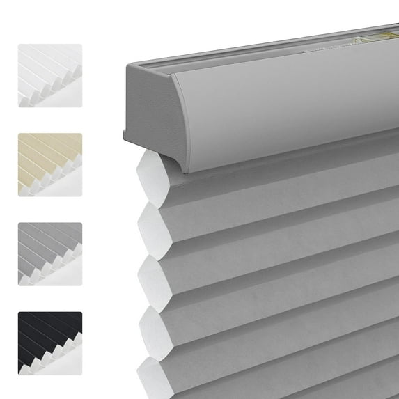 Keego Cordless Cellular Shades Window Blinds 9/5" Single Cell Light Filtering Window Blinds Premium Honeycomb Shades Thermal Insulated Blinds (Gray Sheen , 68"W x 48"H)