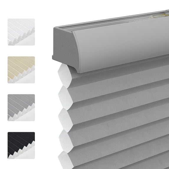 Keego Cordless Cellular Shades Window Blinds 9/5" Single Cell Light Filtering Window Blinds Premium Honeycomb Shades Thermal Insulated Blinds (Gray Sheen , 72"W x 78"H)