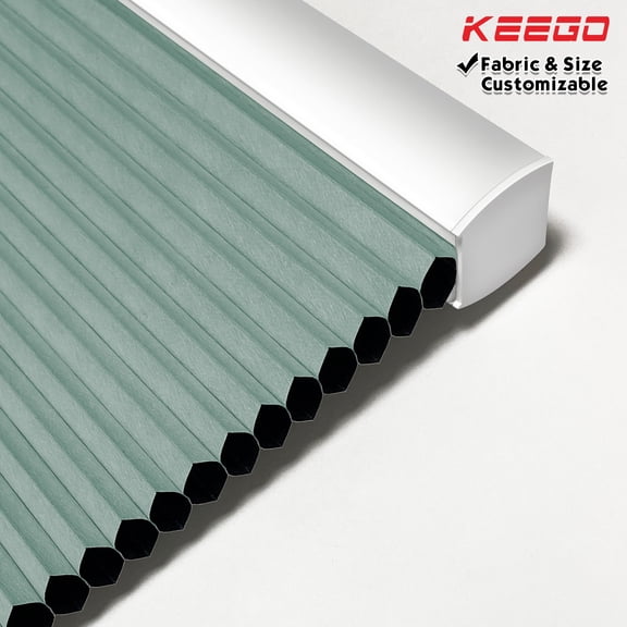 Keego Cordless Cellular Shades Window Blinds Size and Color Customizable Cadet Blue Blackout Fabric White Case 36"w x 40"h