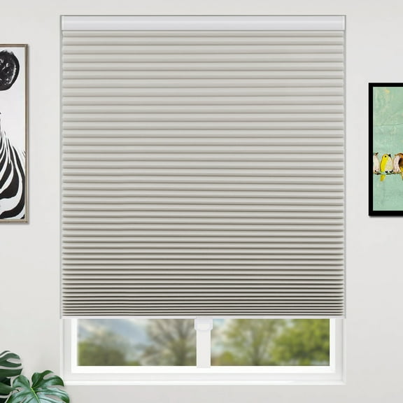 Keego Cordless Cellular Shades Window Blinds Size and Color Customizable Light Grey Blackout Fabric White Case 35"w x 60"h