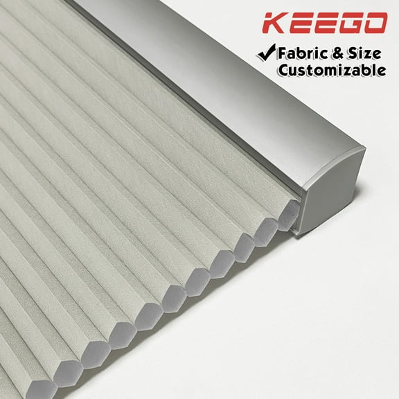 Keego Cordless Cellular Shades Window Blinds Size and Color Customizable Light Grey Semi-Blackout Fabric Silver Case 18"w x 32"h